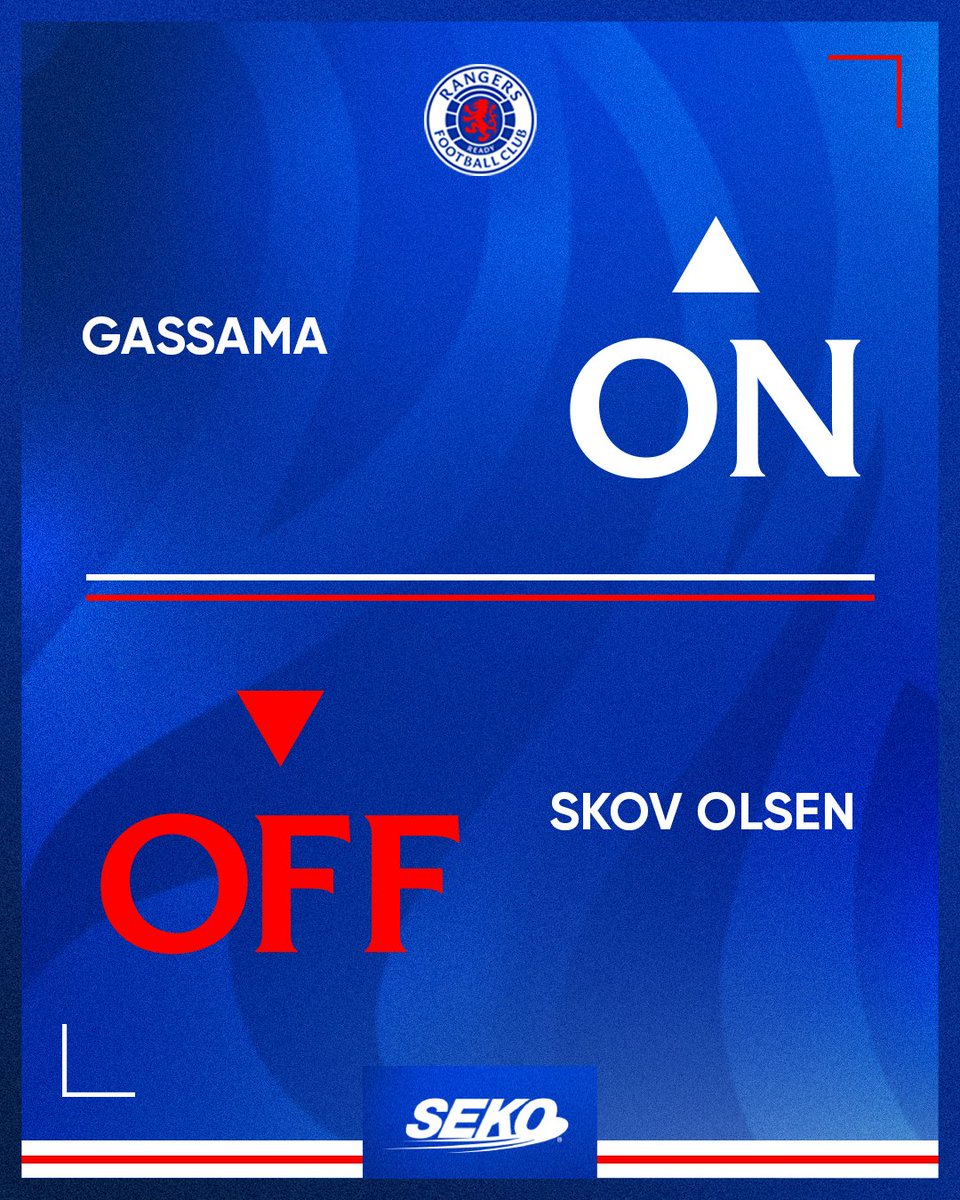 RangersFC's tweet photo. 🔄 65' Another change for Rangers 

Djeidi Gassama comes on and replaces Andreas Skov Olsen. 

Rangers 0 - 0 Celtic https://t.co/5bVgHHBz4p