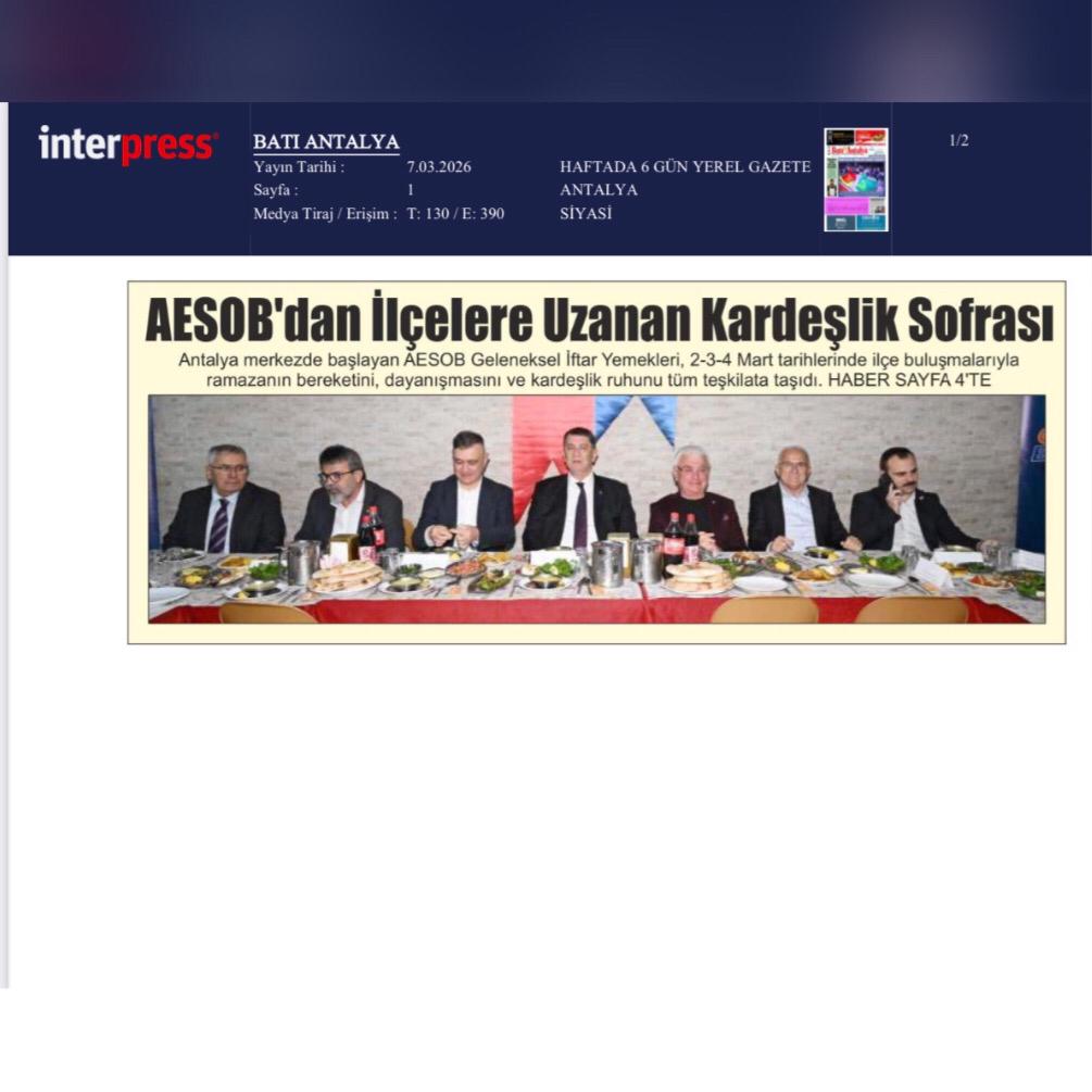 Antalya Esnaf ve Sanatkarlar Odaları Birliği tweet media