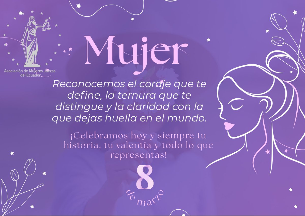 Desde AMUJE rendimos homenaje a las mujeres juezas del Ecuador, cuyo compromiso, valentía y vocación fortalecen cada día la justicia.

Que esta fecha nos inspire a seguir trabajando con firmeza, sororidad y esperanza por una sociedad más justa e igualitaria. #8m #mujer