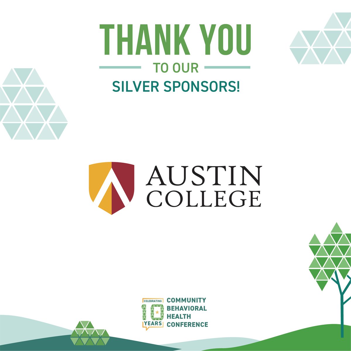A special thanks to one of our Silver Sponsors, <a href="/AustinCollege/">Austin College</a>, for being a part of making the 10th Annual Community Behavioral Conference possible!  Get your ticket today at shorturl.at/cJRNS

#CBHC2026 #CommunityBehavioralHealth #InformUpliftEmpower