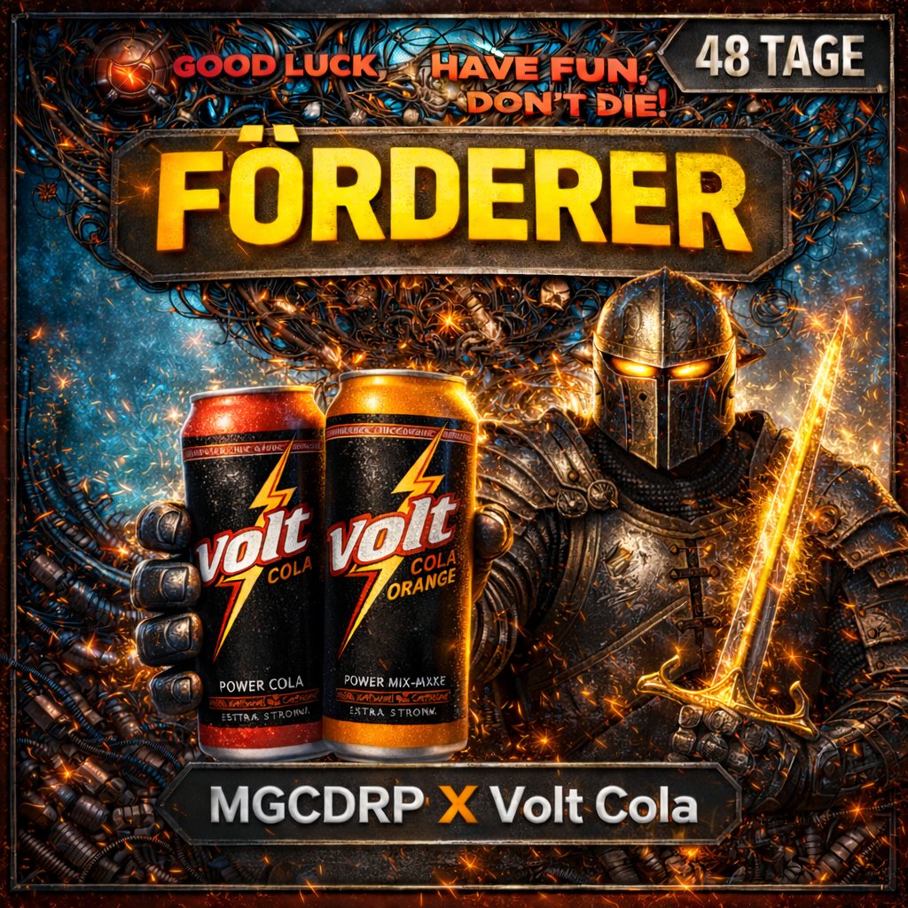 LIMITED DROP mit Volt Cola!
Zum Kinostart von „Good Luck, Have Fun, Don’t Die“ haben wir zusammen mit Volt Cola etwas richtig Starkes für euch vorbereitet!

DRP X Volt Cola Förderer-Bundle – nur für kurze Zeit!

Für 29.99 € bekommt ihr:
Mehr Förderer-Tage
zusätzliche