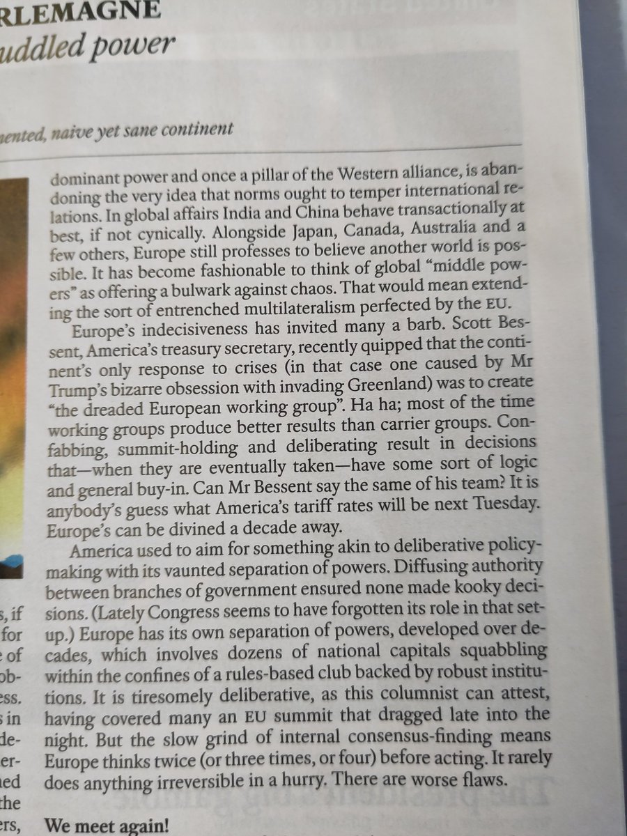Europe may be too slow at handling problems, it is rarely the source of them. economist.com/europe/2026/03…
