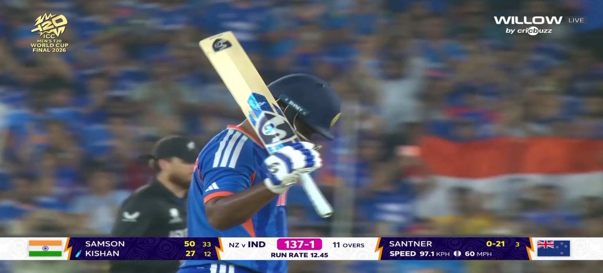 ANCHORSUJEET's tweet photo. SANJU SAMSON: THE BIG MATCH PLAYER! 🔥
A blistering 50 off just 33 balls in the T20WC2026 Final against NZ After his heroics in the Super 8s (97*) and Semis (89). 🔥🔥

Absolute class from the opener! 🇮🇳🏏
#INDvNZ #SanjuSamson #T20WorldCup #Final
#INDvNZ https://t.co/aVfUIAcGUM