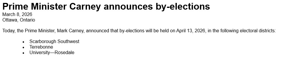 judyatrinh's tweet image. Road to a Liberal majority?  Byelection set for April 13.
Scarborough SW &amp;amp; University-Rosedale (held by Bill Blair  + Chrystia Freeland) are considered safe seats. Terrebonne, was nullified by Supreme Court challenge. It was held by Lib Tatiana Auguste who won by just 1 vote.