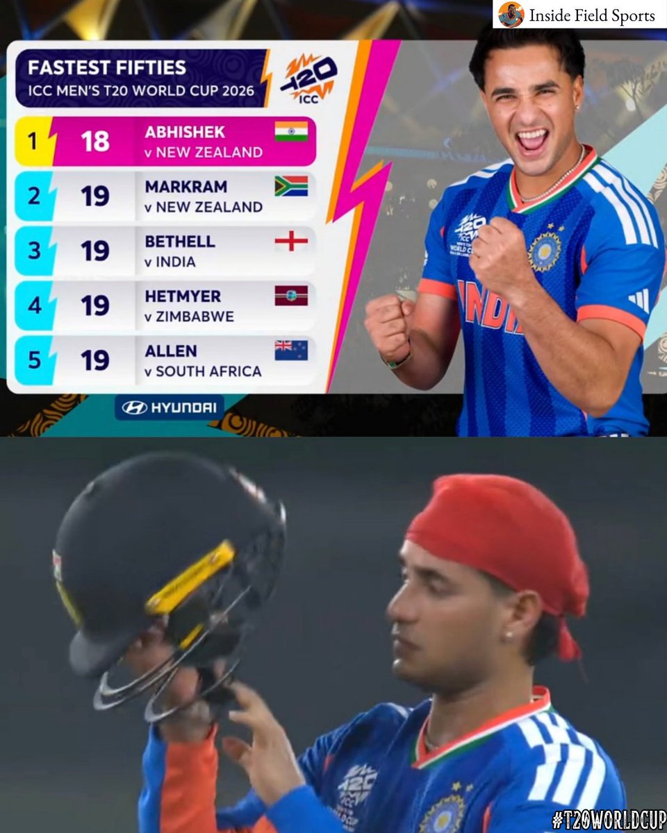 Abhishek Sharma smashed the fastest fifty of T20 World Cup 2026 💥🔥

#AbhishekSharma #T20WorldCup #IndVsNZ #InsideFieldSports