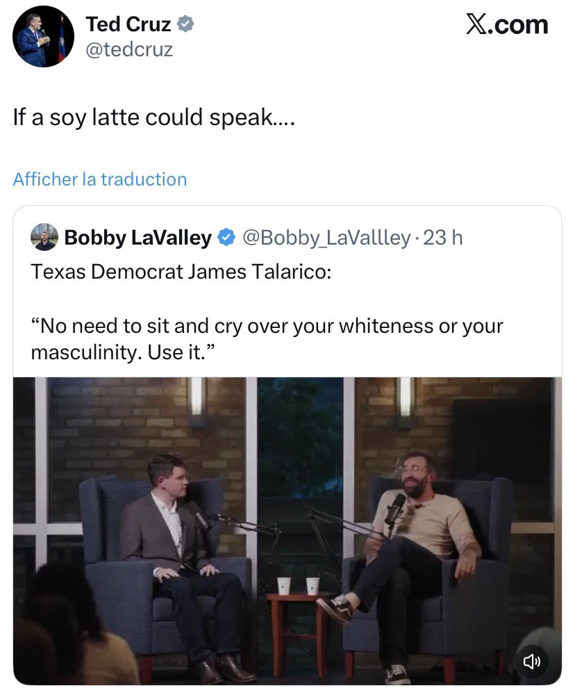 Ted CANCÚN Cruz or <a href="/tedcruz/">Ted Cruz</a>
one of Trump’s most accomplished bootlickers, should’ve really sat this one out. 

He’s the most soy-boyish of them all.