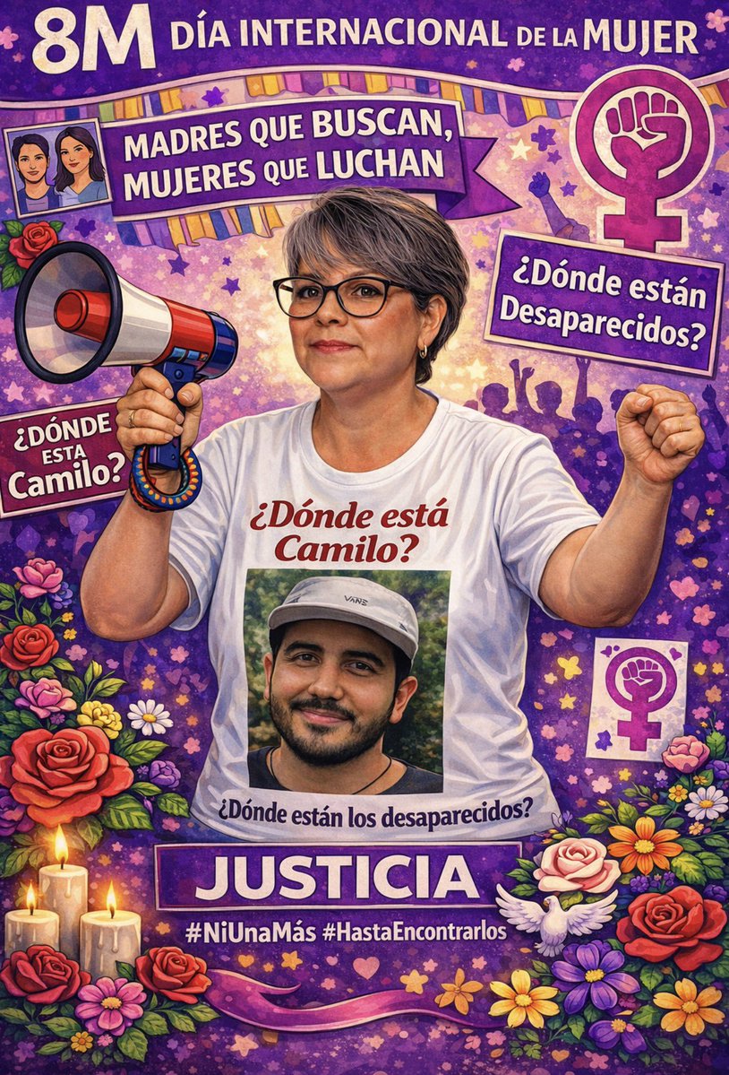 #DondeEstaCamilo #AndresCamiloNoAparece Dios! 1.430 días desaparecido! Somos mujeres portadoras de Vida, luchadoras, emprendedoras que nos paramos de frente a todo!Hoy como mujeres Madres,hijas,hermanas,vamos a seguir en la búsqueda de nuestros seres queridos! Hasta encontrarlos!
