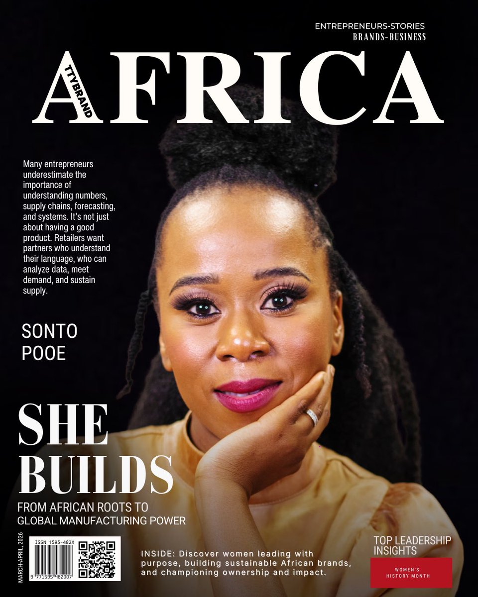 ttybrandafrica's tweet photo. In celebration of International Women’s Day &amp; Women’s History Month, we unveil TTYBrand Africa Magazine Issue 12 featuring Sonto Pooe, founder of Native Child, on our cover.

Read now:
https://t.co/enVwiFlMBz

#AfricanEntrepreneurs Lewis DJ CNDO #IWD2026 #InternationalWomensDay https://t.co/JyzQP54RSh