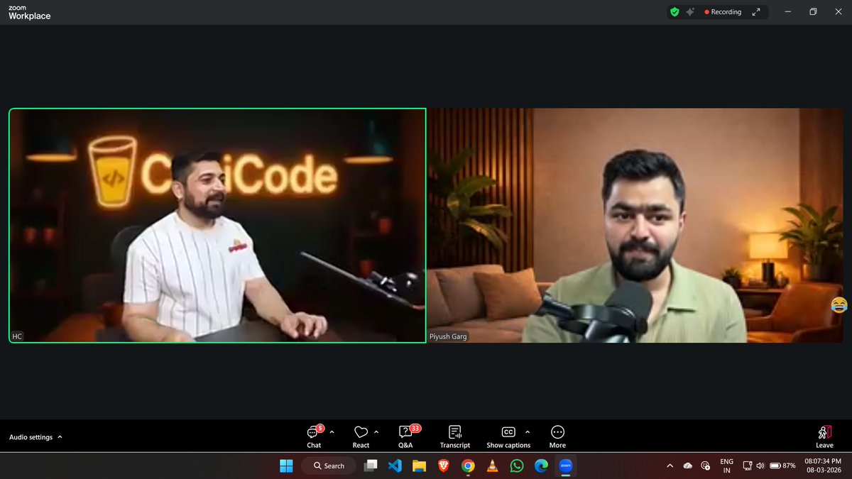 Avanishydvv's tweet photo. Aa jaao sabhi live class me #chaicode #cohort https://t.co/53uJBcOn0C