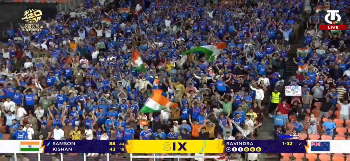6,6,6 for sanju Samson 
What a form he is in 
.. it’s like he is hitting footbal rather than ball 
#indvsnzfinal #INDvsNZ #T20WorldCup2026final