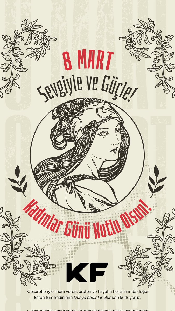 kfpartnerss's tweet photo. Başarıya giden her yolun arkasında güçlü bir kadın emeği, vizyonu ve cesareti vardır.

8 Mart Dünya Kadınlar Günü’nü kutluyor, eşitlik, saygı ve fırsatların herkes için mümkün olduğu bir gelecek diliyoruz. 🌸

#8Mart #DünyaKadınlarGünü #KadınlarınGücü #Eşitlik #KFPartners https://t.co/BkyobEIDhE
