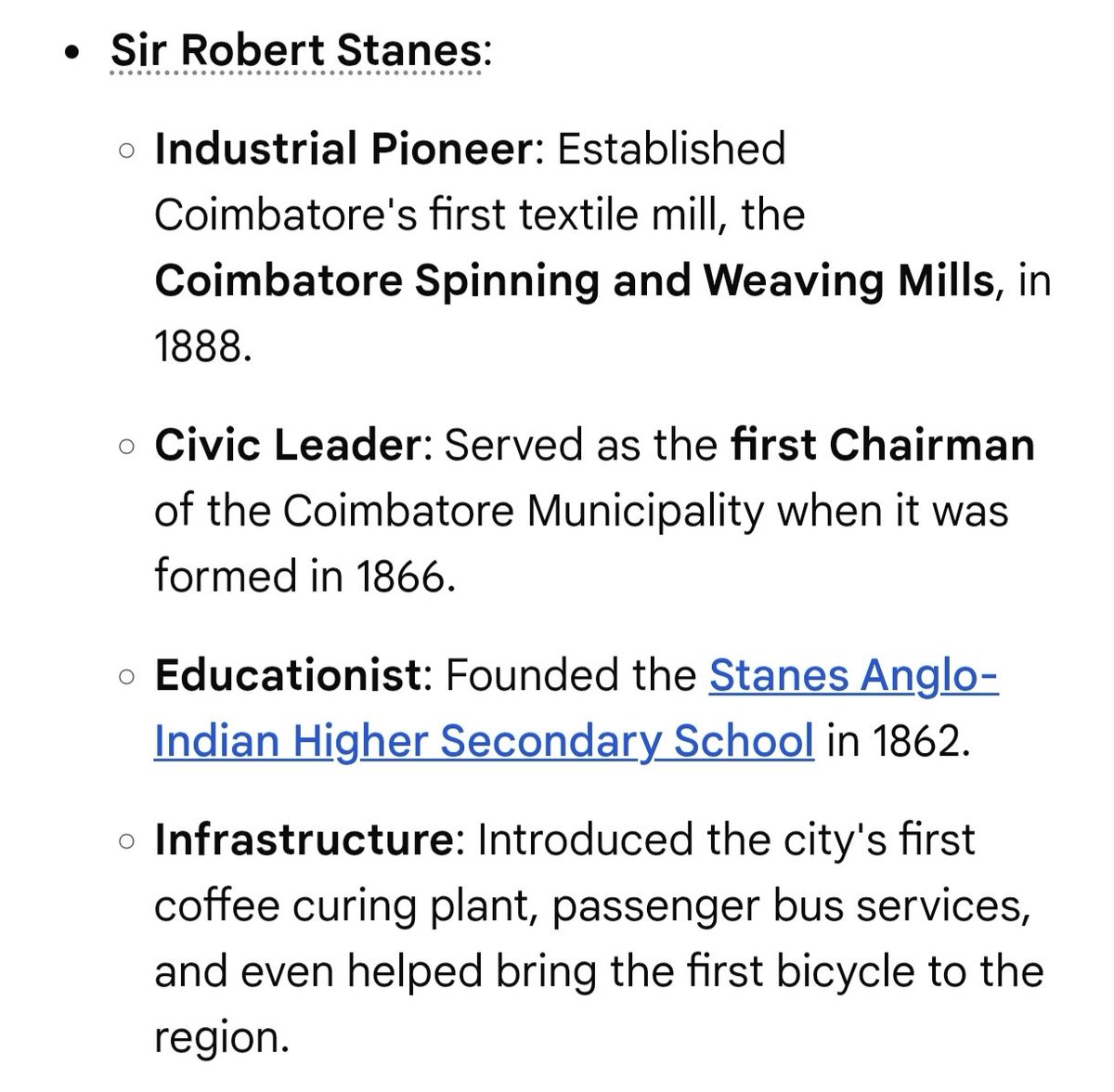 Robert stanes started the first textiles mill in coimbatore not by any naidu.they benefited from British tech