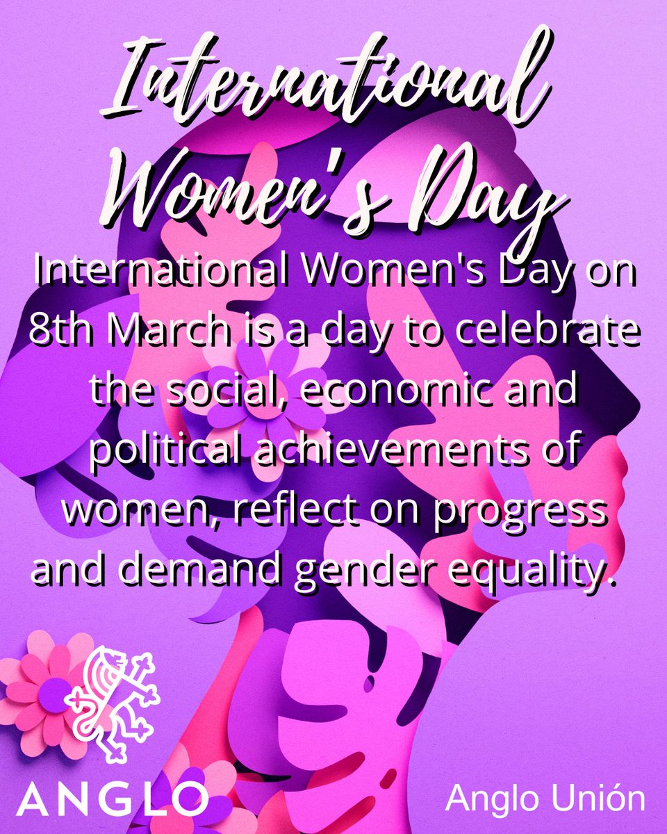 AngloUnion's tweet photo. International Women’s Day is celebrated annually on March 8 to honor women's achievements, advocate for gender equality, and highlight issues like reproductive rights and violence against women #anglounion #WomensDay2026 #WomensDay https://t.co/H4DD9W3WSn