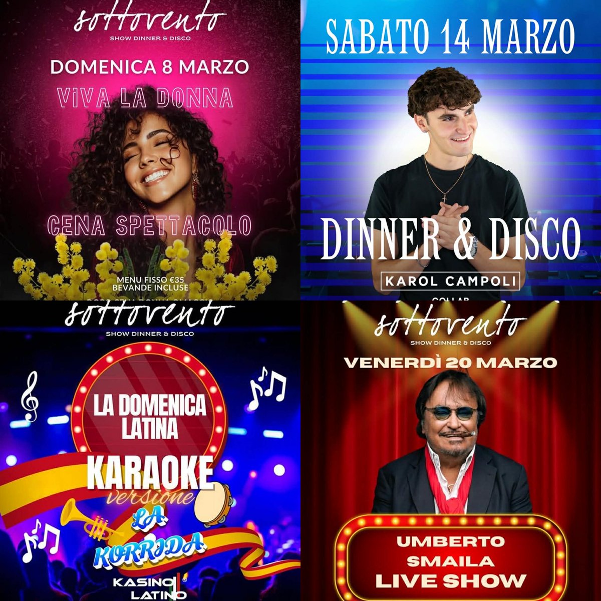 linodelbianco's tweet photo. Festa della Donna Sottovento
Cena, tavolo 3394339511 Lino https://t.co/BzkDwojLoS
#amici25 #Elettra #DomenicaIn #Plasma #vaccipiano #Continui #8Marzo #SanremoTop #festadelladonna #cepostaperte #Ferrari #Russell #Cheddira #Boga #Leclerc #Lewis #Rkomi #Hamilton #Norris #David https://t.co/wVVUJnQUsg