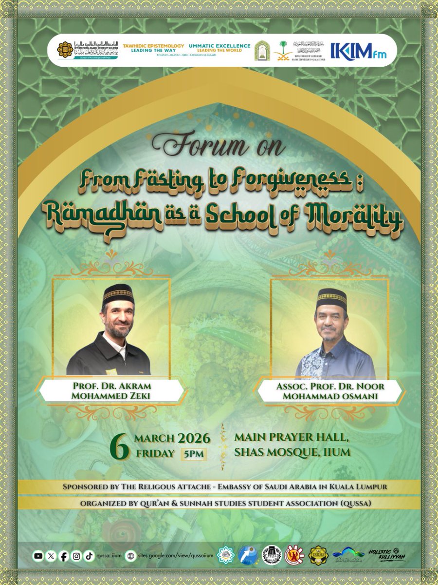 qussaiium's tweet photo. [𝐐𝐔𝐒𝐒𝐀 𝐆𝐑𝐀𝐍𝐃 𝐈𝐅𝐓𝐀𝐑 𝐉𝐀𝐌𝐀𝐈𝐄]

Assalamualaikum w.b.t. 

In conjunction with the blessed month of Ramadan, QUSSA will be hosting the QUSSA Grand Iftar Jamaie, open to all IIUM community members.

@myikim @ikimfm @socasaiium https://t.co/H2l2fk36Gz