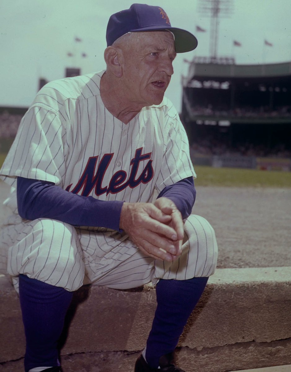 NYMhistory's tweet photo. 3/8/1966 Casey Stengel is elected to the Hall of Fame. The writers waive the five-year waiting period and unanimously vote Stengel into the Hall one year after his retirement. Stengel ended his 54-year career in baseball by leading the Mets to a 175-404 record in four seasons. https://t.co/JyzfmIXYyv