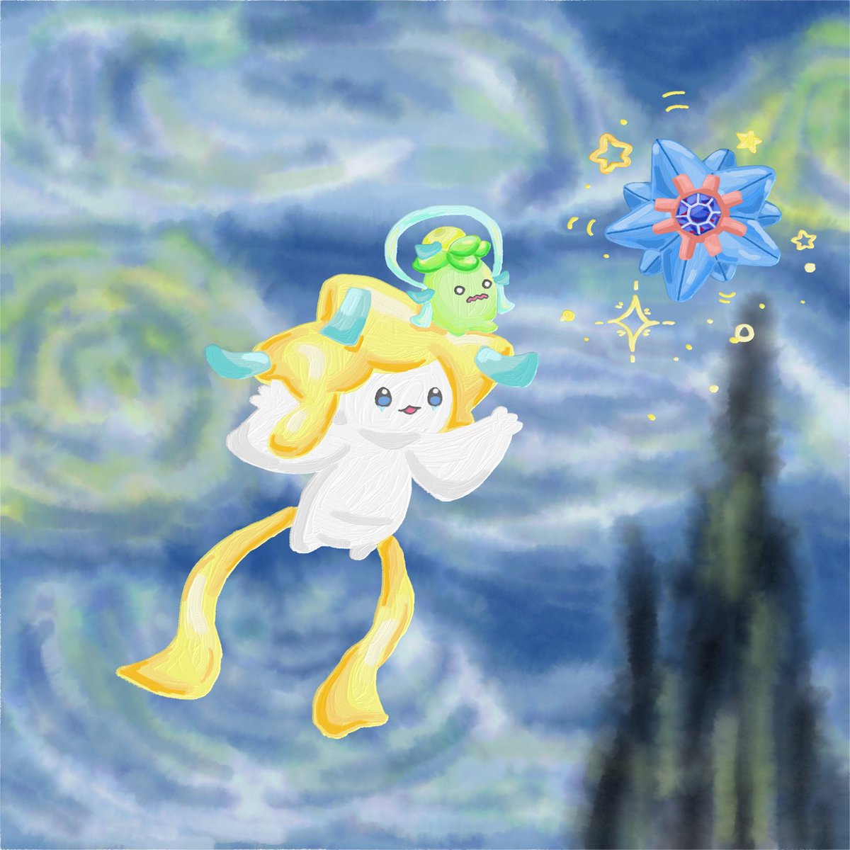 JCpuj2PK8017603's tweet photo. 星月夜 🌟🌙
スターミーを追いかけるジラーチとミニーブ姫 https://t.co/J2SBqK91cl