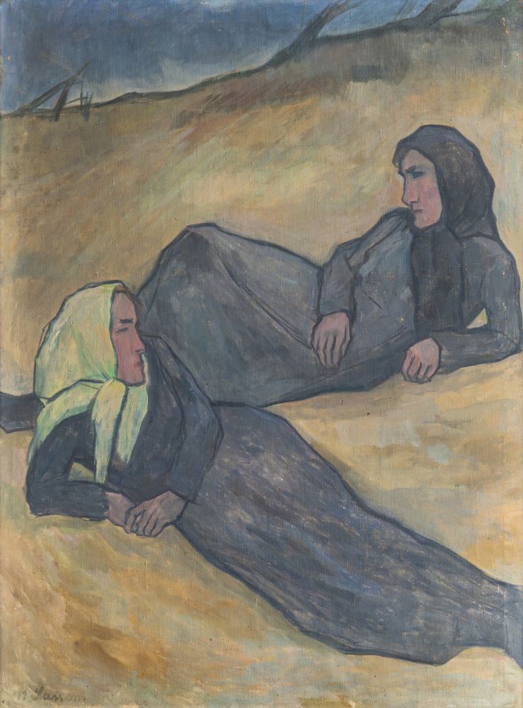 MenschOhneMusil's tweet photo. Käte Lassen (Flensburg 1880 - Flensburg 1956)  Fischerfrauen am Strand 1920. https://t.co/gIpaFY5Ijv