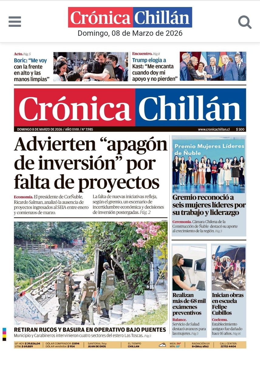 Región sin proyectos, es una región sin futuro.
Hoy Ñuble enfrenta un preocupante apagón de inversión: hace meses no ingresan iniciativas al sistema ambiental.
Sin inversión no hay empleo, ni crecimiento, ni desarrollo regional.
Es hora de recuperar certezas para invertir. #Ñuble