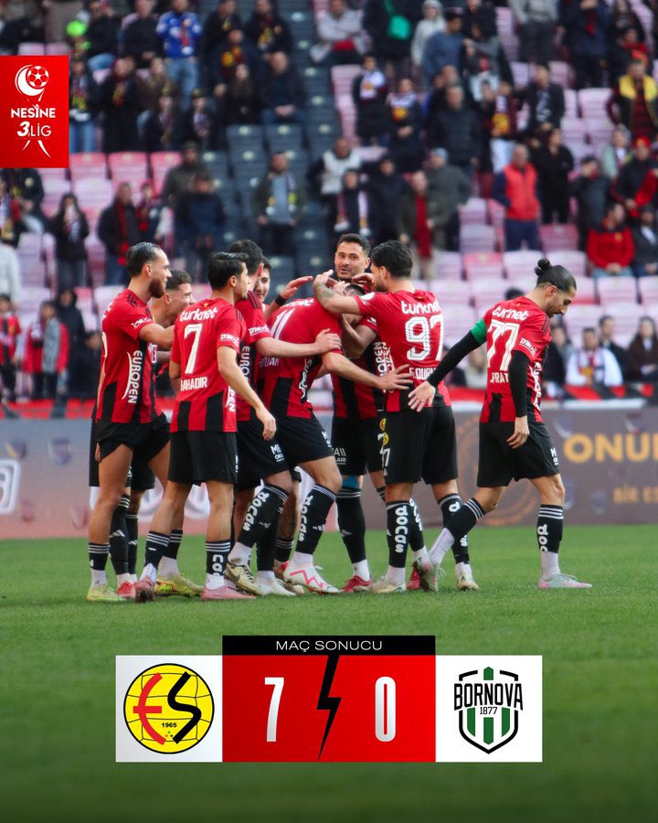 Eskişehirspor’umuzdan muhteşem galibiyet! 

Bornova 1877 karşısında alınan 7–0’lık net skorla sahada ortaya konan mücadeleyi ve coşkuyu kutluyorum. 

Teşekkürler Eskişehirspor❤️🖤

<a href="/Eskisehirspor/">Eskişehirspor</a>