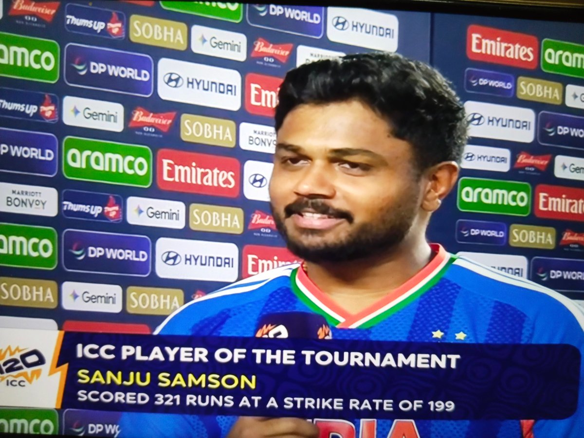 vickych17806796's tweet photo. #IndiaVsNewZealand
@IamSanjuSamson 
ICC T20 World Cup 2026 player of tournament https://t.co/YmFd8jNOoX