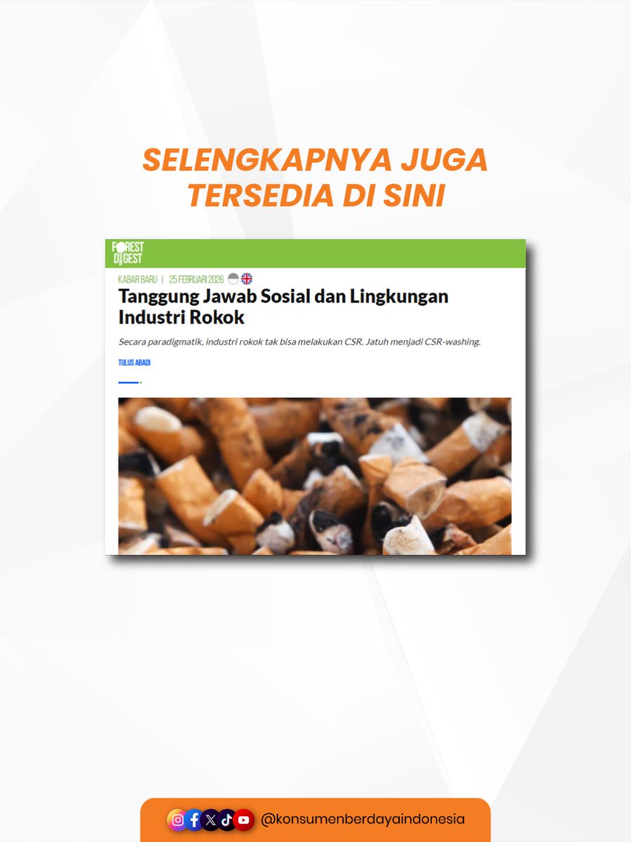 KonsumenBerdaya's tweet image. Tanggung jawab sosial dan lingkungan industri rokok tak cukup soal cukai 🚬 

Dampak kesehatan dan limbah puntung dan vape harus jadi tanggung jawab industri rokok dan tembakau 🌍⚠️ 

#cukai #tembakau #rokok #vape