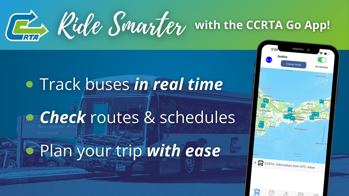 CapeCodRTA's tweet photo. Smarter routes. Easier rides. All in the palm of your hand. 

The CCRTA Go App takes the guesswork out of getting around Cape Cod. Plan your trip with a single tap.

👉 Start moving: https://t.co/2VxxveYveG

#CapeCod #TransitTech #CCRTA #FreeTransit #DigitalTools https://t.co/fymQBMqscJ