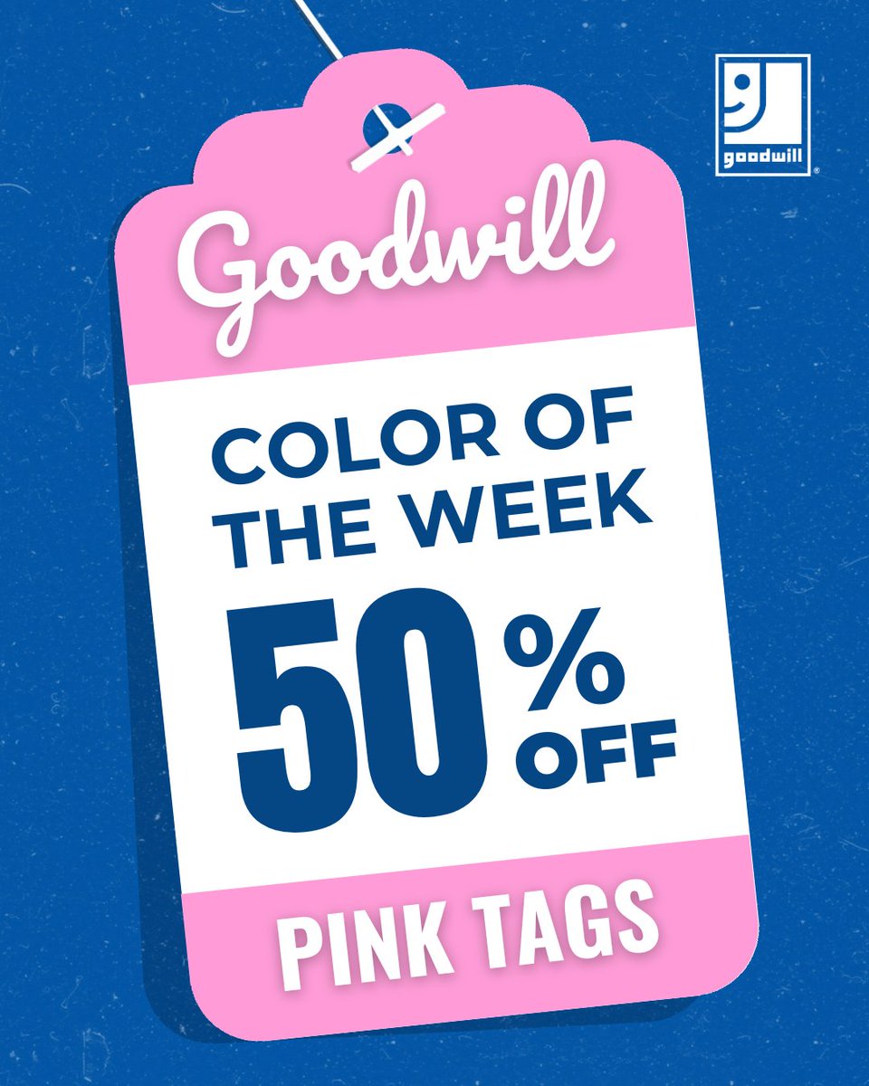 goodwillsa's tweet image. The Color of the Week is 🩷 PINK! 🩷 Take 50% off all pink-tag items. 🏷️

To find a Goodwill store near you, visit goodwillsa.org/locations/ 🔗

#Goodwill #GoodwillSanAntonio #GoodJobEveryone👍 #Thrift #Thrifting