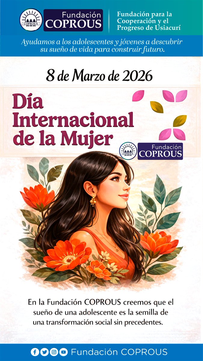 ongcoprous's tweet photo. 🌷⭐️En Fundación COPROUS, creemos en el poder de tu visión. #8M 🥳🥇 Para que el sueño de vida de cada adolescente y cada joven en el Atlántico no tenga límites. Hoy celebramos la fuerza, el talento y el futuro de nuestras mujeres. https://t.co/wD5YsgsYdg