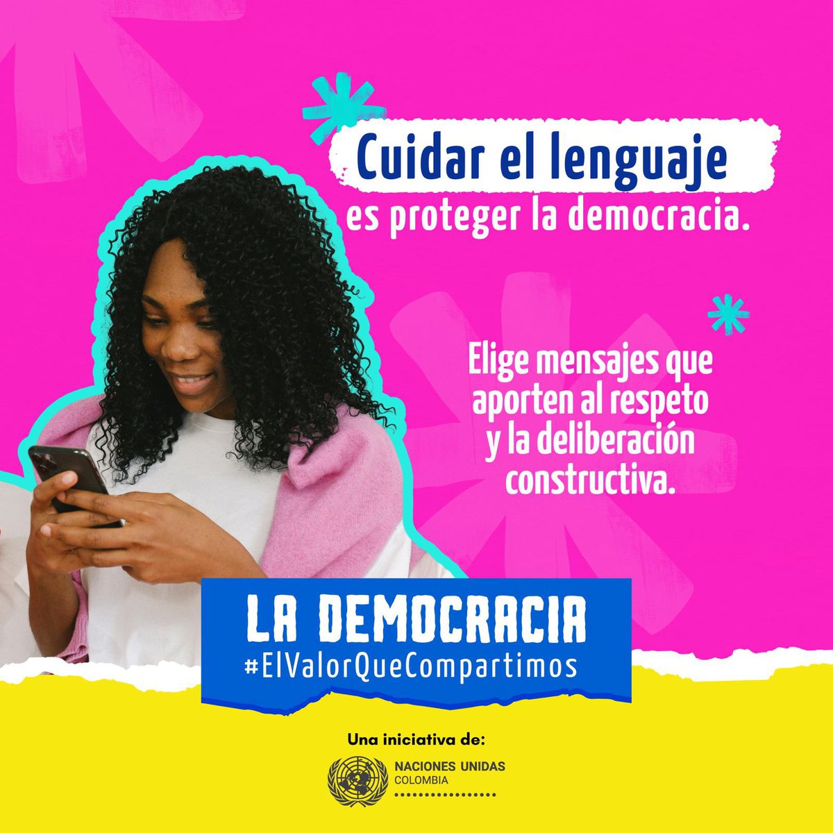onucolombia's tweet image. Cuidar el lenguaje es proteger la democracia. Las palabras pueden construir confianza o sembrar miedo. 

Elige mensajes que aporten al respeto y la deliberación constructiva. Piensa antes de publicar.

Si te suena este mensaje, compártelo. 

La Democracia, #ElValorQueCompartimos