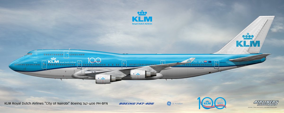 airlinerart's tweet image. KLM Royal Dutch Airlines | Nairobi | 100 Years Livery | Boeing 747-406 PH-BFN | Panoramic Aviation Artwork in Detail in the drop nose livery.
🎨🔎🌍✈️👑☁️🧑‍✈️👩‍✈️🔵⚪️ 🇳🇱🇪🇺1️⃣0️⃣0️⃣
#KLM #klmroyaldutchairlines #boeing747 #pilotlife #aviationart 

Requests: nick@airlinersillustrated.com