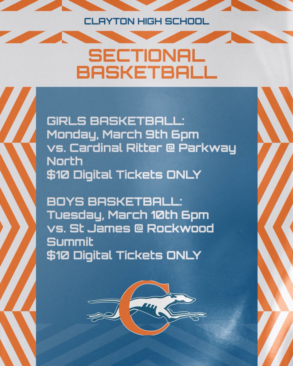 CLAYTON SPORTS FANS, LET'S PACK THE SEATS!
Digtital ticker Link: mshsaa.org/tickets.aspx