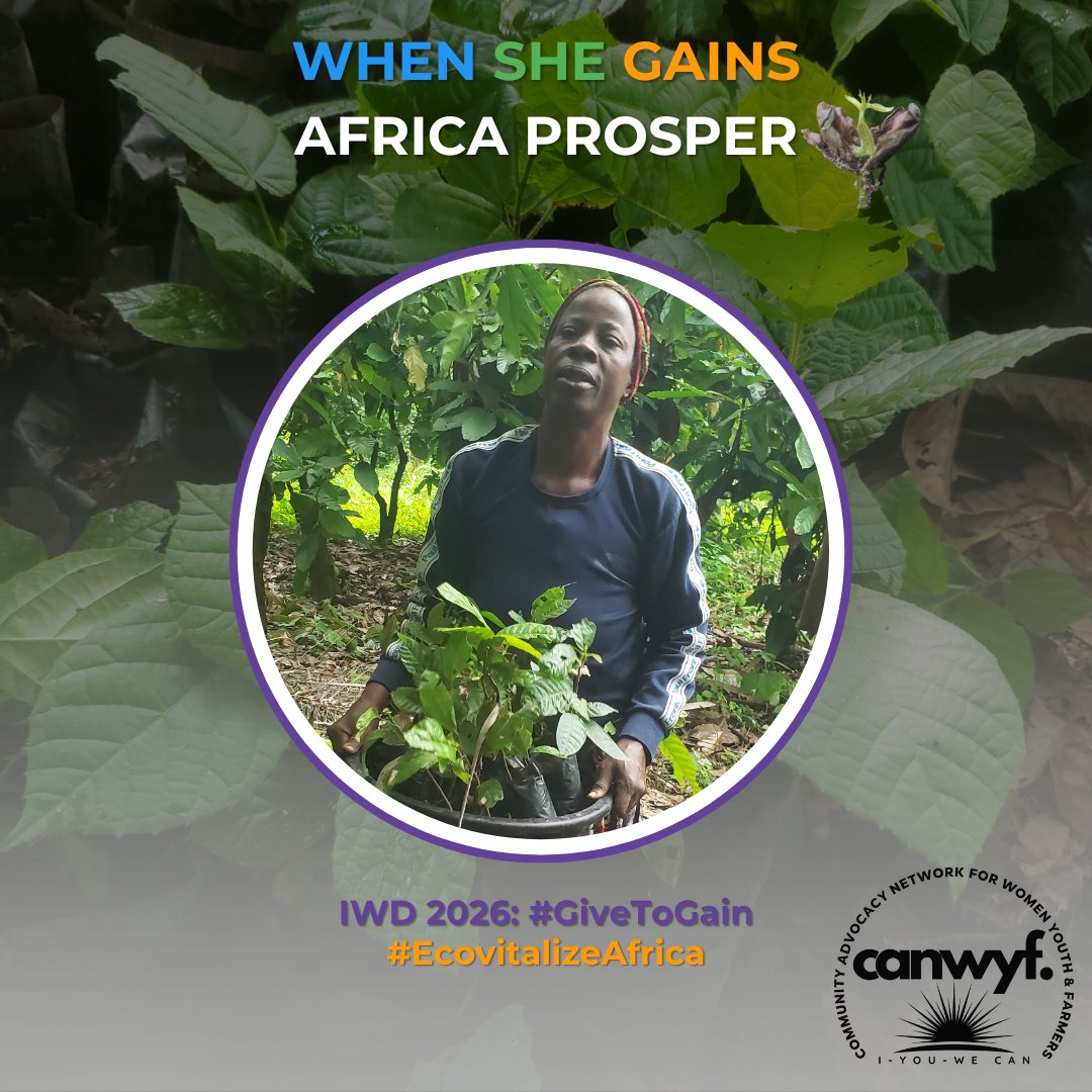 canwyf's tweet photo. Through our Ecovitalize Africa initiative, we "Give" the green resources needed for women to lead. In return, they "Gain" the power to transform their lives.

This #IWD2026, we celebrate the deliberate actions that create a sustainable future for all.
#IWD2026
#Ecovitalizeafrica https://t.co/5vHgOmBxEx