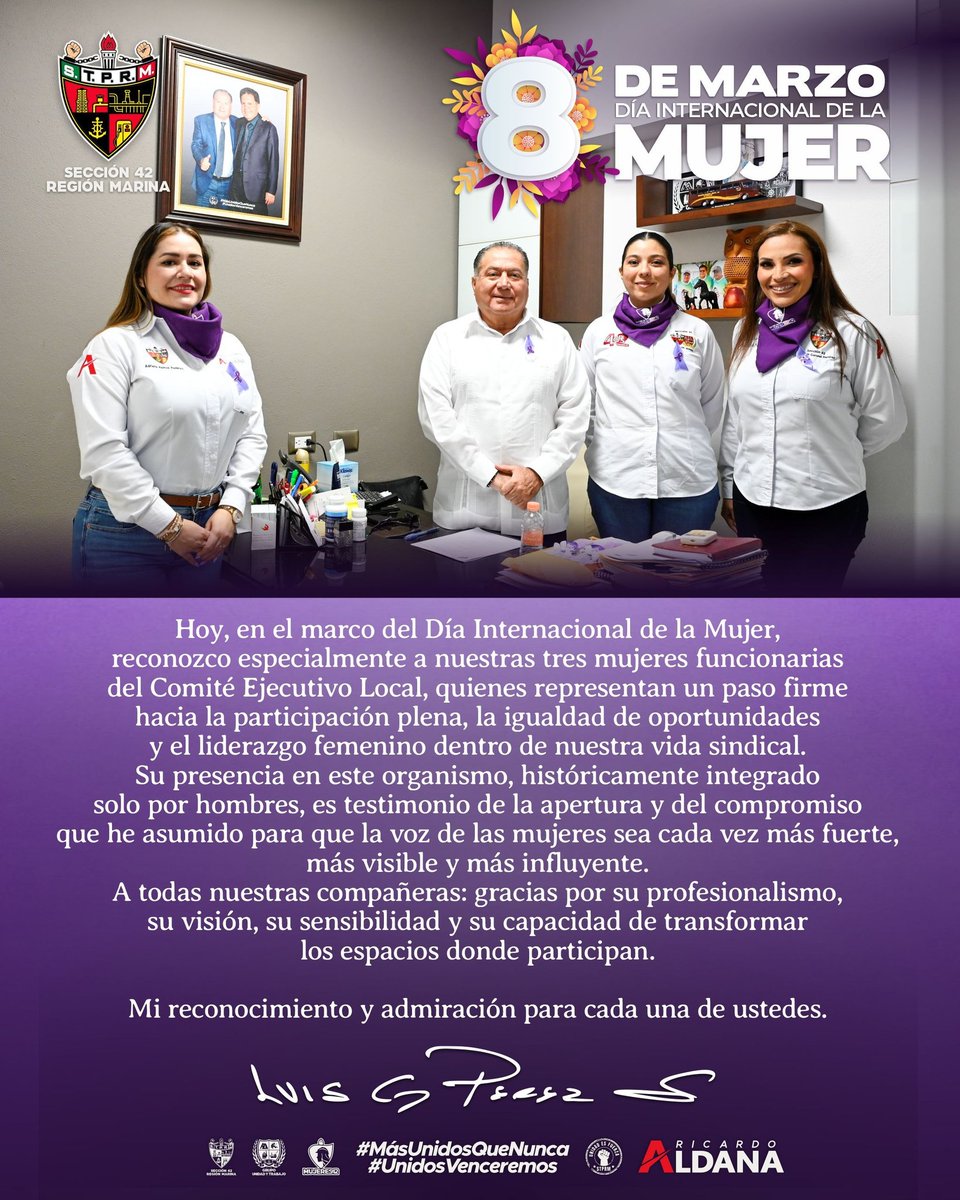 Muchas felicidades a todas las mujeres de sección 42 fuerte abrazo 🤗