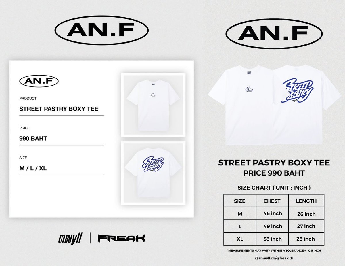 theoneyin's tweet image. ✨ [Pre-Order] Midnight Bakery Collection✨

🗓️ 09/03/2026 (11.11) - 16/03/2026

🛒 Line Shopping &amp;amp; Shopee: ANWYLL
🛒 Line OA: @.freakstore 

📦 Shipping within 15–20 days

❣️ FREE! AN.F Sticker (Random 1 sticker per T-shirt)

#ANF #MidnightBakeryCollection 
#ANWYLL #yinyin_anw