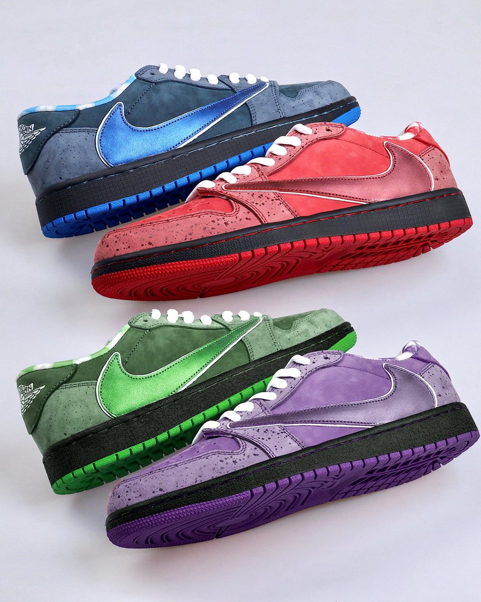 insanesneaker's tweet photo. Travis Scott x Air Jordan 1 Low “Lobster” custom collection 🦞🌵 https://t.co/FkgkzL03Cf