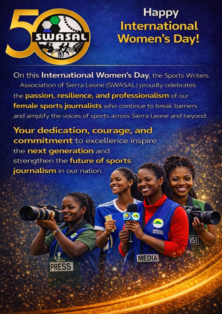 SWASAL_SL's tweet photo. Today, the @SWASAL_SL proudly joins the rest of the Sporting World and Women in #SportsJournalism to celebrate International Women’s Day.
 
#SWASAL
#InternationalWomensDay
 #IWD2026 #WomeninSportsJournalism
  #WomenInSports

https://t.co/5HPotwWgzm https://t.co/IOZ5IqA0Hv