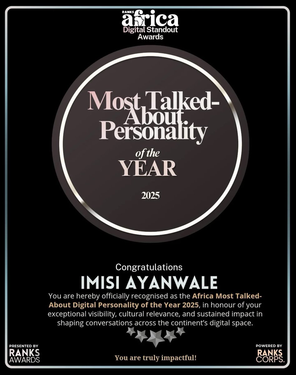 RanksAfrica's tweet photo. Today we celebrate women whose voices, creativity, and influence continue to shape Africa’s digital culture.

@imisiofficial
In honour of International Women’s Day, we spotlight some of the incredible female winners of the Ranks Africa Digital Standout Awards (RADISA 2026) whose work and impact defined the digital space in 2025.

Your leadership, creativity, and influence continue to inspire the next generation of creators and innovators across the continent.
Congratulations once again on this well-deserved recognition.

#IWD2026 #RADISA2026 #RanksAfrica #WomenInDigital #InternationalWomensDay