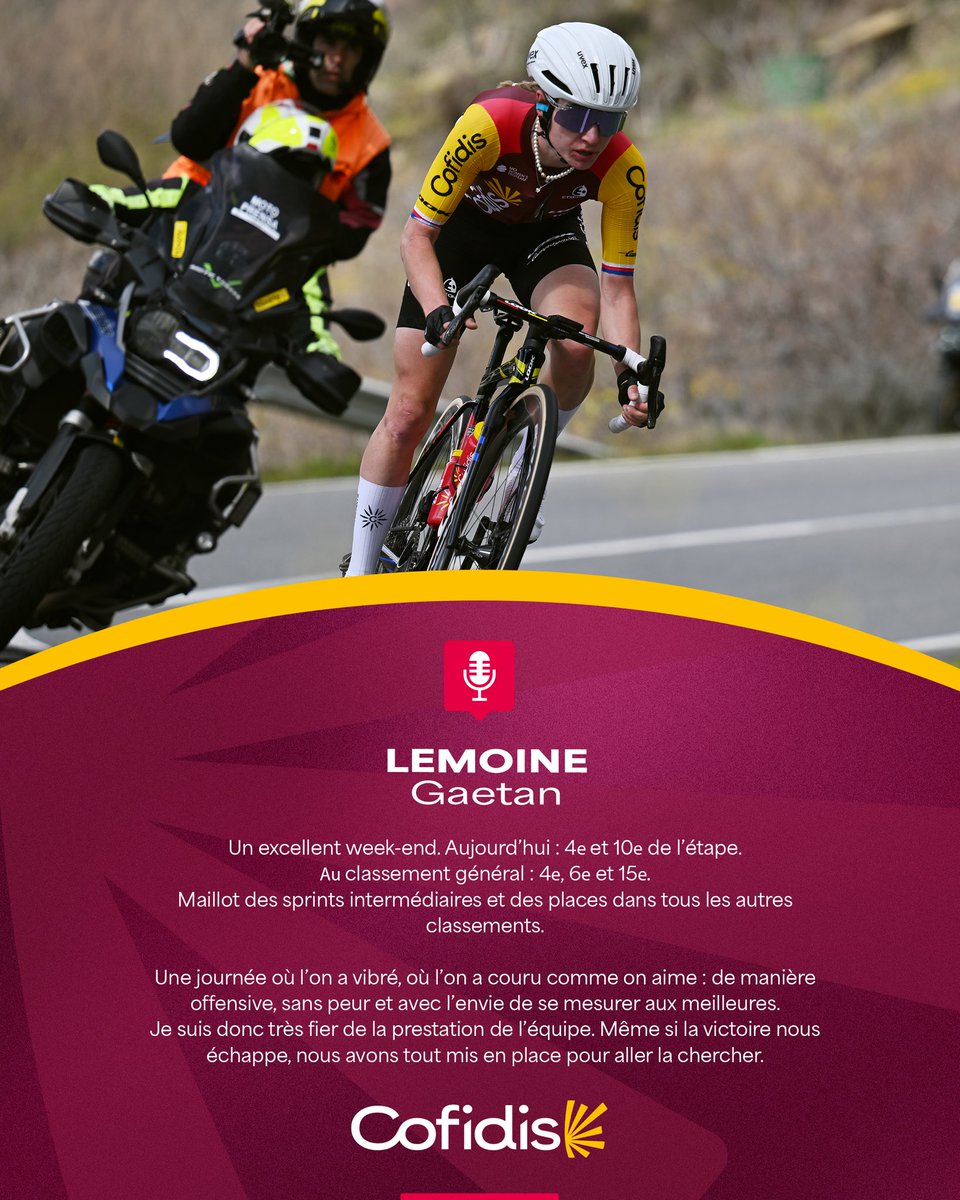 TeamCOFIDIS's tweet photo. 🗞️ Le débrief du jour : https://t.co/7Va29BqHVT

📷 Getty Images https://t.co/vuXZcLlXZH
