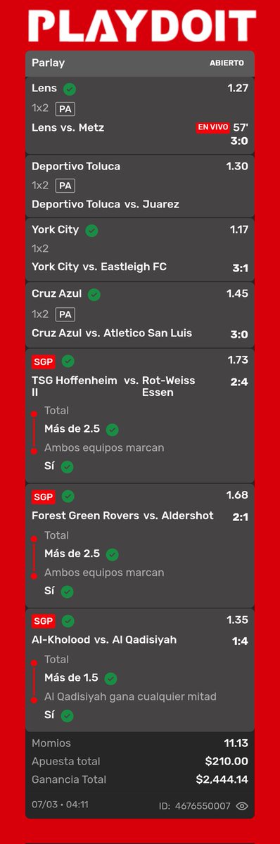 Si el Toluca no gana entonces el salado soy yo.