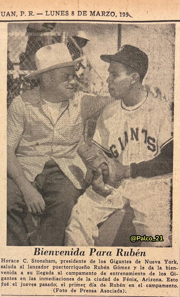 Palco_21's tweet photo. #RubéGómez #NewYorkGiants NYG HOY; en Marzo 8 del 1954 cPEM 🦀🇵🇷 #PRbaseball 🇵🇷#ElLanzadorpuertorriqueño 🇵🇷👇🏼 https://t.co/sfWNrszzx8