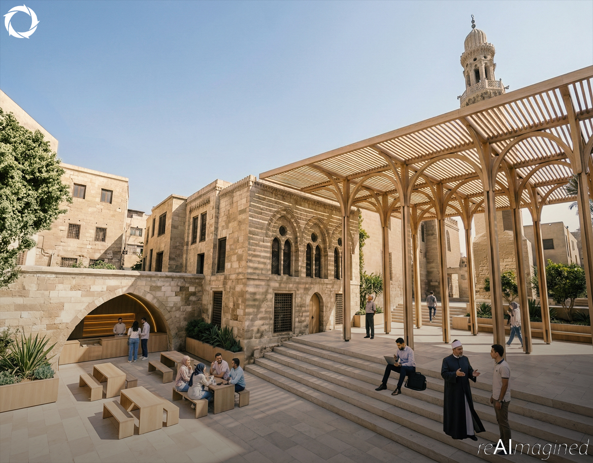 re_AImagined's tweet photo. To keep the momentum going as we work on our larger projects, today we’re sharing a #MiniProject exploring the Emir Manjak Complex in Al-Darb Al-Ahmar, Cairo.
علشان نحافظ على الزخم وإحنا شغالين على مشاريعنا الأكبر، بنشارك النهارده #مشروع_صغير بنستكشف فيه مجمع الأمير منجق في الدرب الأحمر بالقاهرة.
1/3