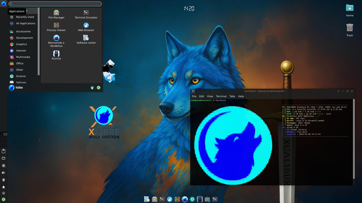 vendefoulwolf's tweet photo. The @xfceofficial Desktop performs better with #Xlibre and #OpenRC. Furthermore, with #Aconita and our personalized  kernel   for #Vendefoul #Wolf #Excalibur, you'll experience a smoothness and speed that will surprise you.
https://t.co/zUcPQO8JUe https://t.co/AJxEbliiEt