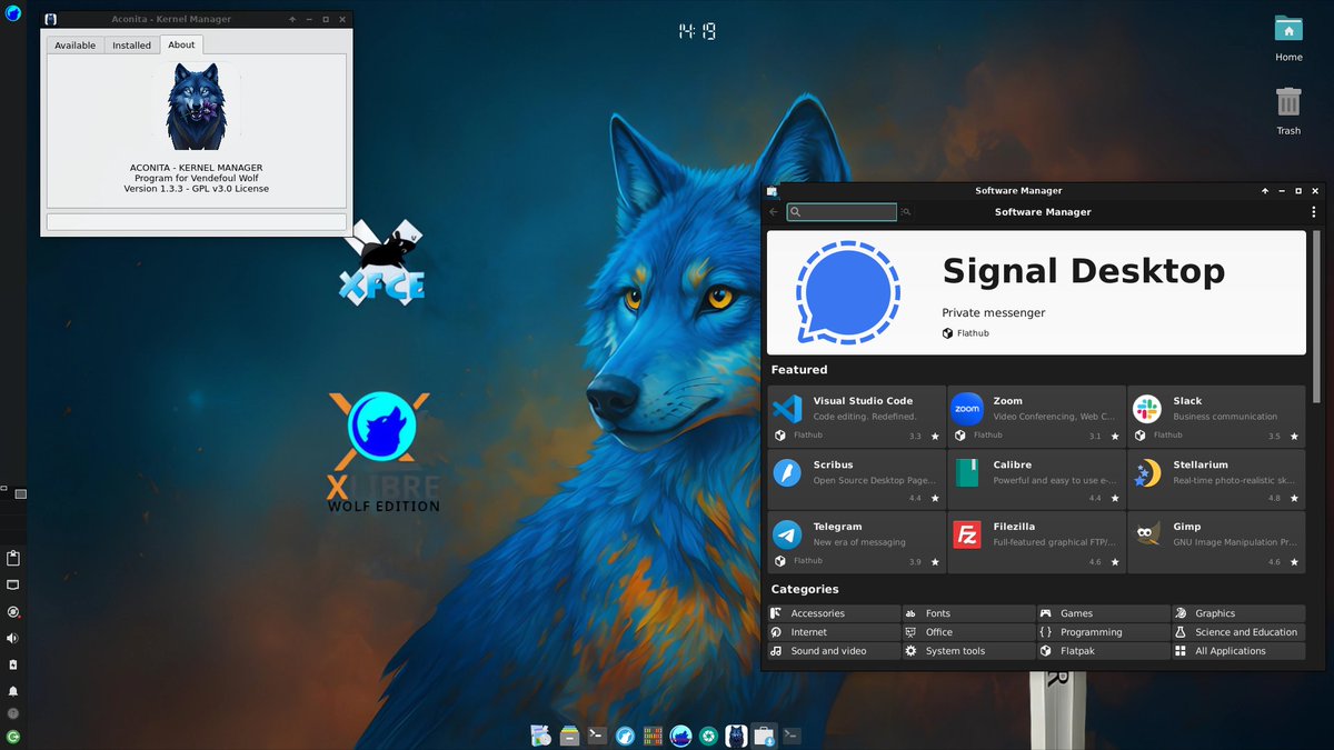vendefoulwolf's tweet photo. The @xfceofficial Desktop performs better with #Xlibre and #OpenRC. Furthermore, with #Aconita and our personalized  kernel   for #Vendefoul #Wolf #Excalibur, you'll experience a smoothness and speed that will surprise you.
https://t.co/zUcPQO8JUe https://t.co/AJxEbliiEt
