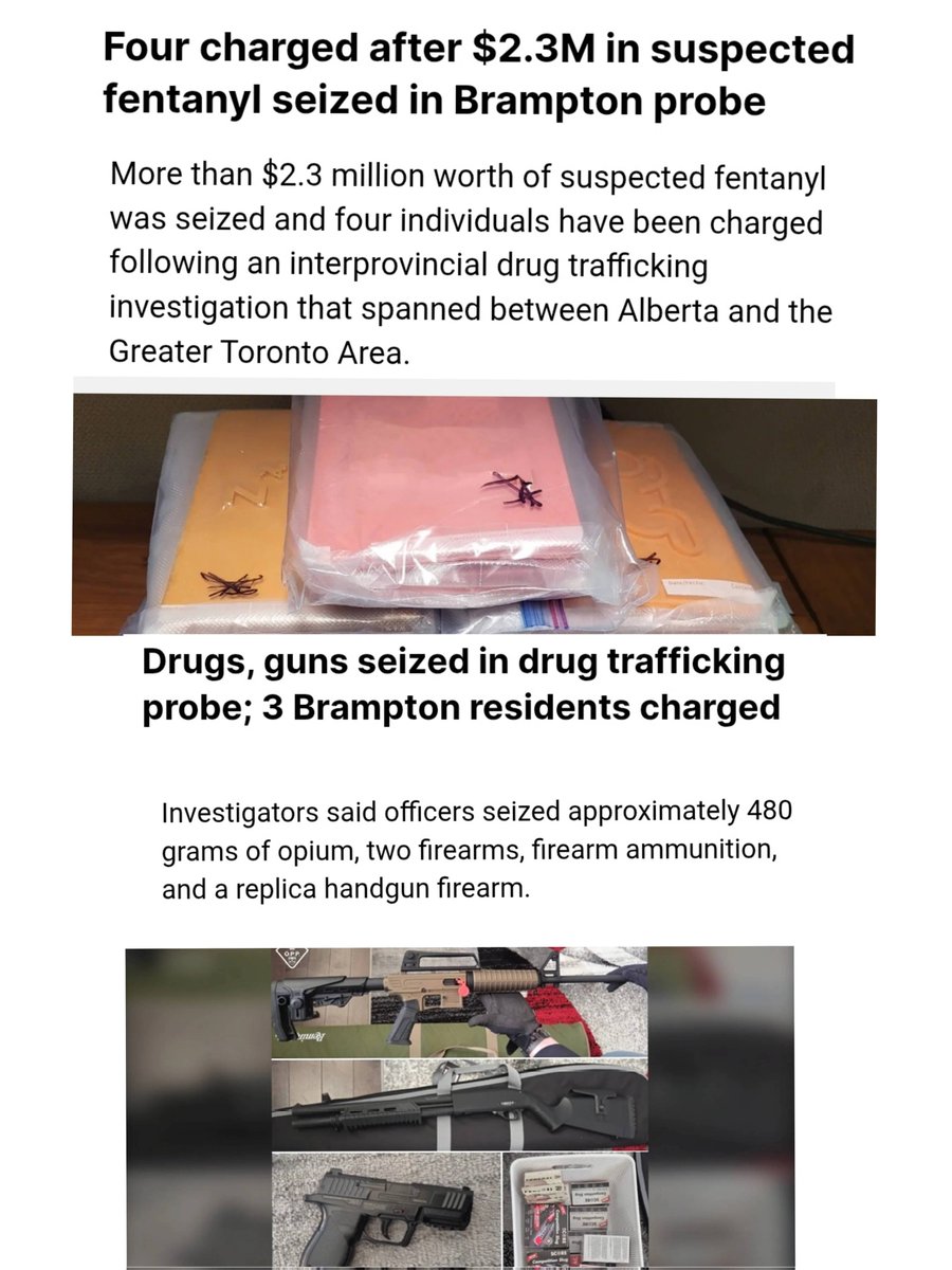 More major drugs busts in Canada...

4 individuals were arrested in regards to fentanyl trafficking investigation. They trafficked between Calgary and Brampton/GTA.

Arrested:
Navjot Singh
Attarvir Singh
Balwinder Singh
Manpreet Singh - Canada wide warrant.

3 Brampton residents
