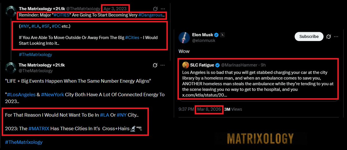 TheMatrixology's tweet image. 2023:

"Major Cities Are Going To Start Becoming Very #Dangerous..

"If You Are Able To Move Outside Or Away From The Big Cities - I Would Start Looking Into It" - @22_Savage22 
__

2026: ..

#TheMatrixology