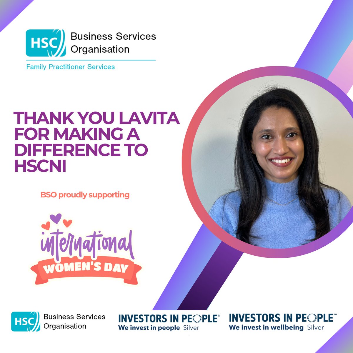 BSO_NI's tweet image. On International Women's day we acknowlegde and thank Lavita for the work she does to make a difference in Health and Social Care across Northern Ireland. 

Lavita is Data Analyst within BSO FPS

Learn more: bit.ly/4rXxlwv

 #BSO #HSCNI #MakingADifference #IWD2026