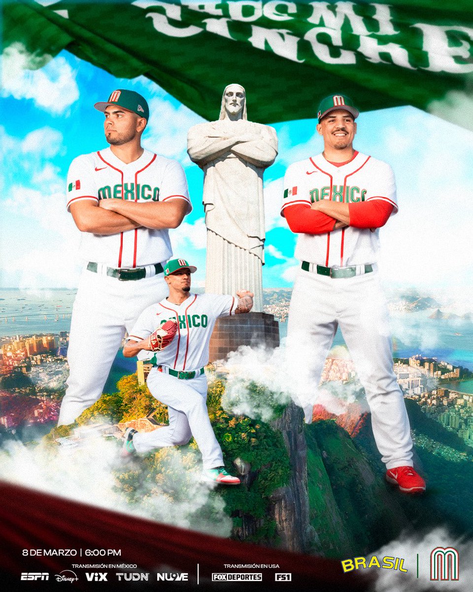 MexicoBeis's tweet photo. 𝙂𝘼𝙈𝙀 𝘿𝘼𝙔 | Duelo latino en el diamante🫱🏼‍🫲🏽⚾️

El guante listo, el bat preparado y la bandera en el pecho🔥

Hoy México enfrenta a Brasil en un duelo que promete intensidad de principio a fin😎

🇧🇷 vs 🇲🇽
🏟️ Daikin Park, Houston Tx
🕑 06:00 PM (CDMX)

📺 MX: ESPN, Disney+, ViX, TUDN y Canal 9
📺 USA: FOX Deportes y FS1

#EsMiSangre🩸🇲🇽