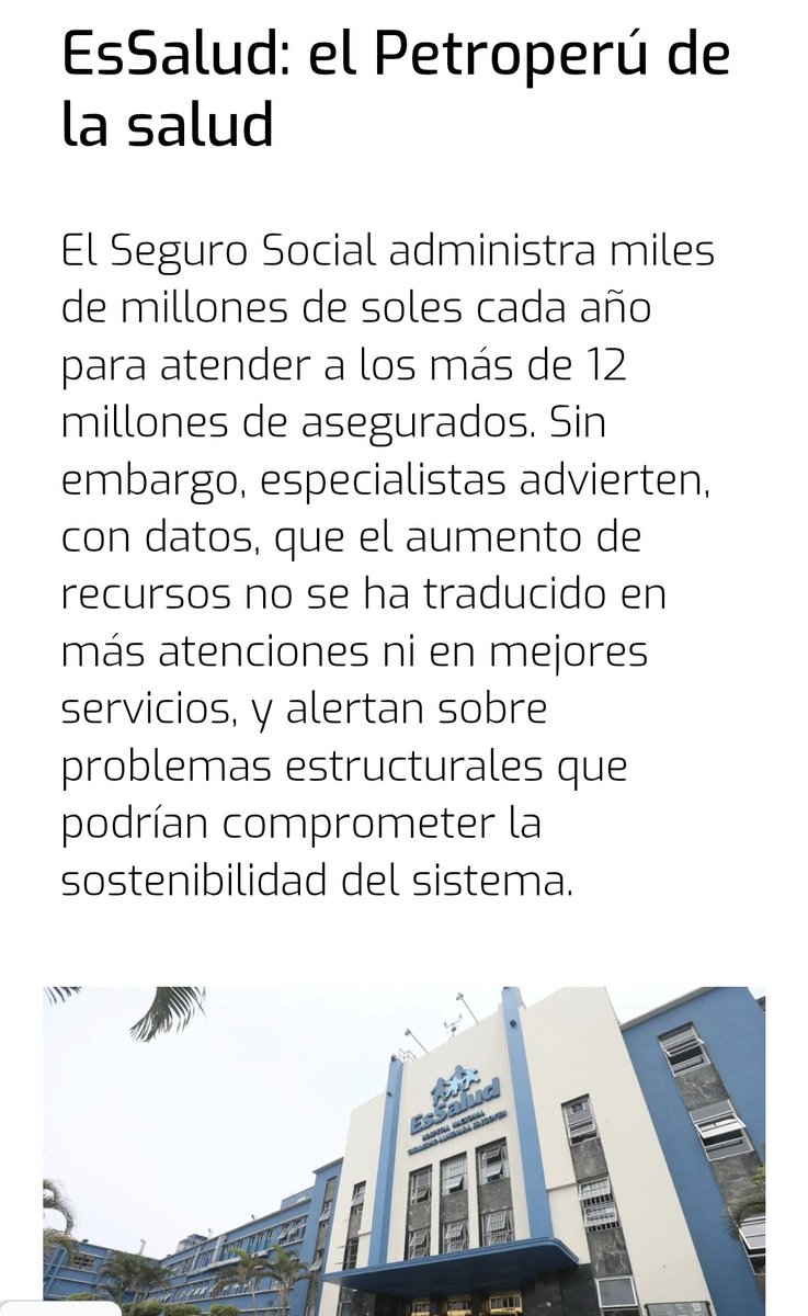 Acabo de leer el informe sobre EsSalud y la comparación con Petroperú le cae como anillo al dedo, a estas basuras que dirigen la salud de millones de millones, poco les importa la salud, nos dan el peor servicio de América carajo  #EsSaludEsElPetroperu