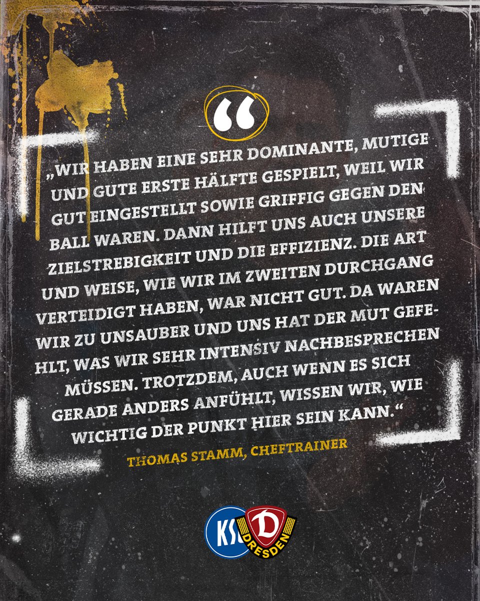 DynamoDresden's tweet photo. Thomas #Stamm nach #KSCSGD: Die zweite Halbzeit müssen wir intensiv nachbesprechen, trotzdem wissen wir, wie wertvoll der Punkt hier sein kann." #sgd1953 🗣️ https://t.co/vXDsEOf97z